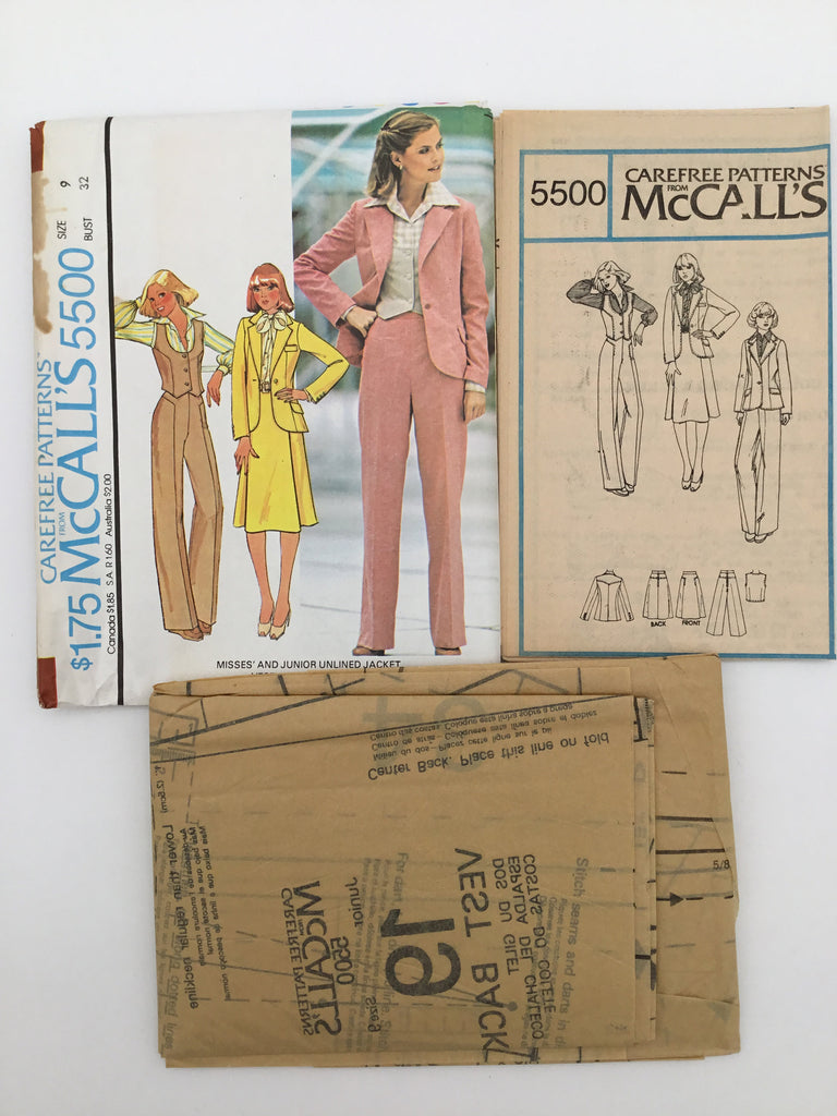 McCall's 5500 (1977) Jacket, Vest, Skirt, and Pants - Vintage Uncut Sewing Pattern