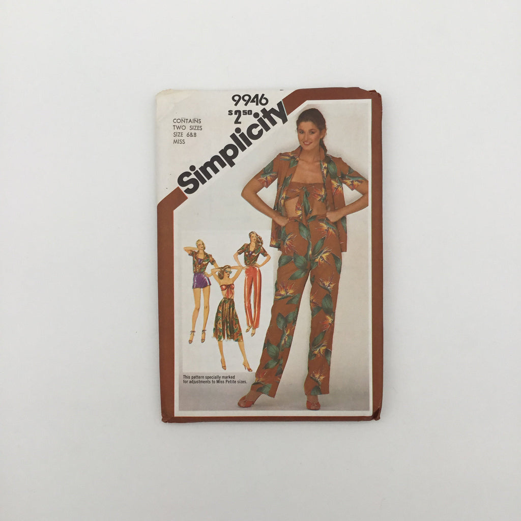 Simplicity 9946 (1981) Shirt, Bandeau, Skirt, Pants, and Shorts - Vintage Uncut Sewing Pattern