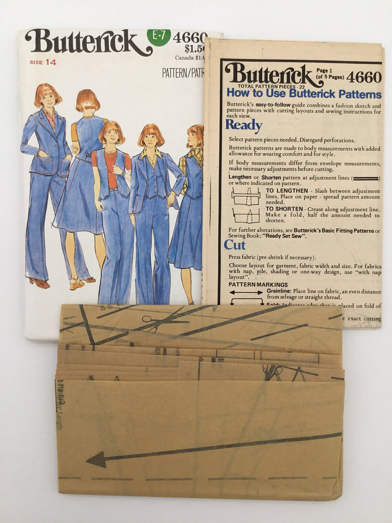 Butterick 4660 Jacket, Vest, Skirt, and Pants - Vintage Uncut Sewing Pattern