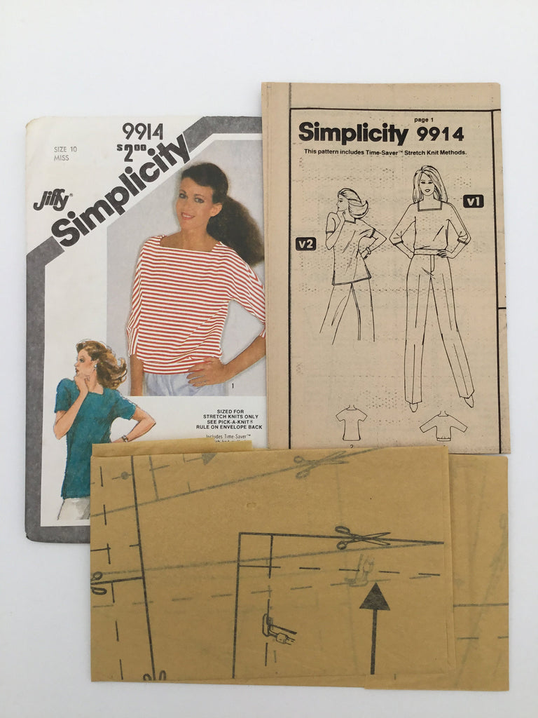Simplicity 9914 (1981) Top with Sleeve Variations - Vintage Uncut Sewing Pattern
