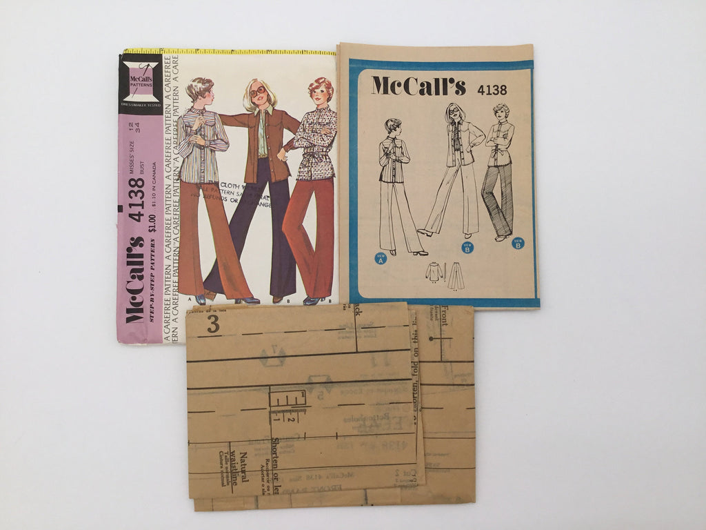 McCall's 4138 (1974) Shirt-Jacket and Pants - Vintage Uncut Sewing Pattern