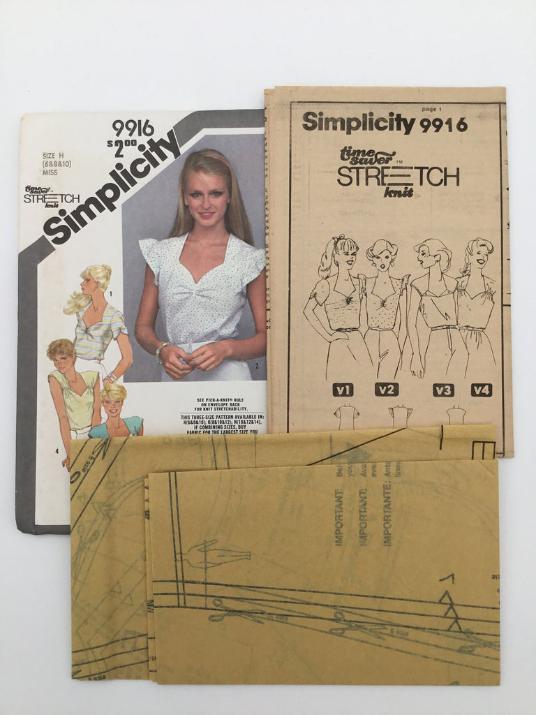 Simplicity 9916 (1981) Tops with Sleeve Variations - Vintage Uncut Sewing Pattern