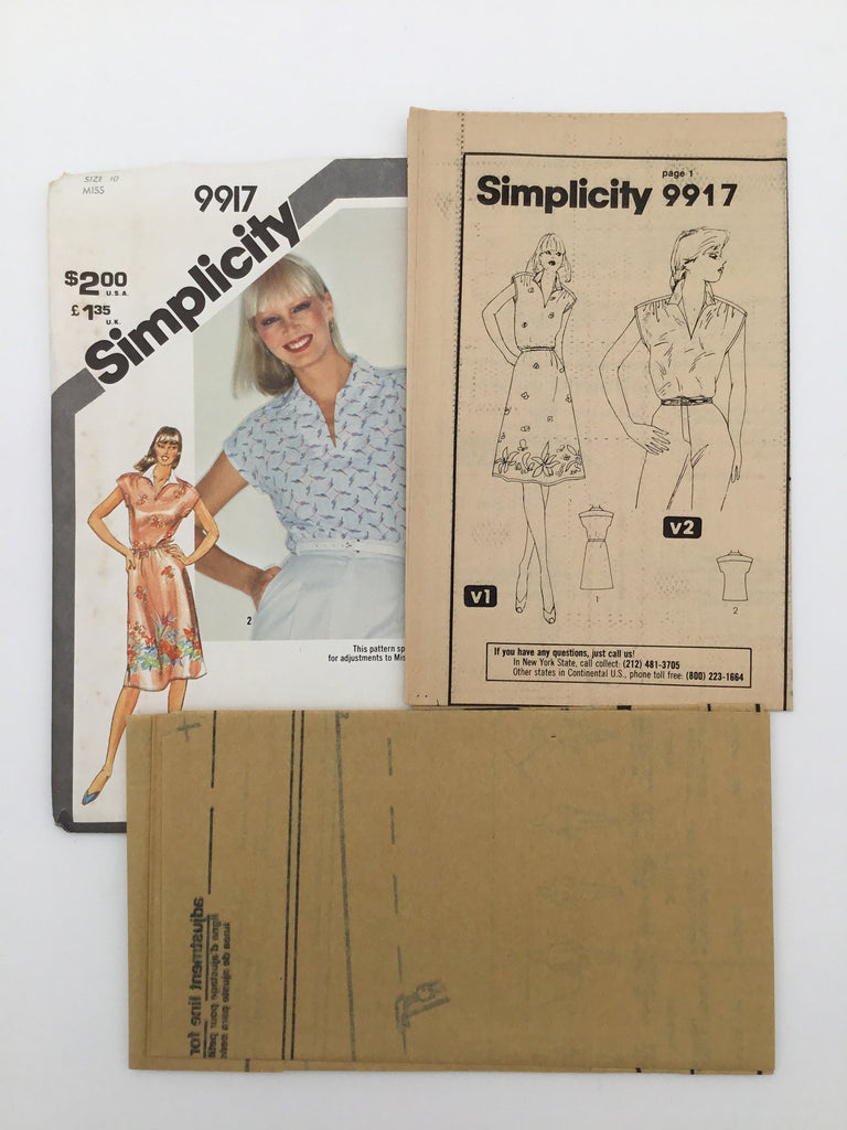 Simplicity 9917 (1981) Dress and Top - Vintage Uncut Sewing Pattern