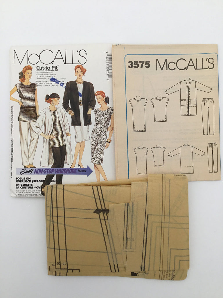 McCall's 3575 (1988) Duster Coat, Jacket, Dress, Tunic, and Pants - Vintage Uncut Sewing Pattern