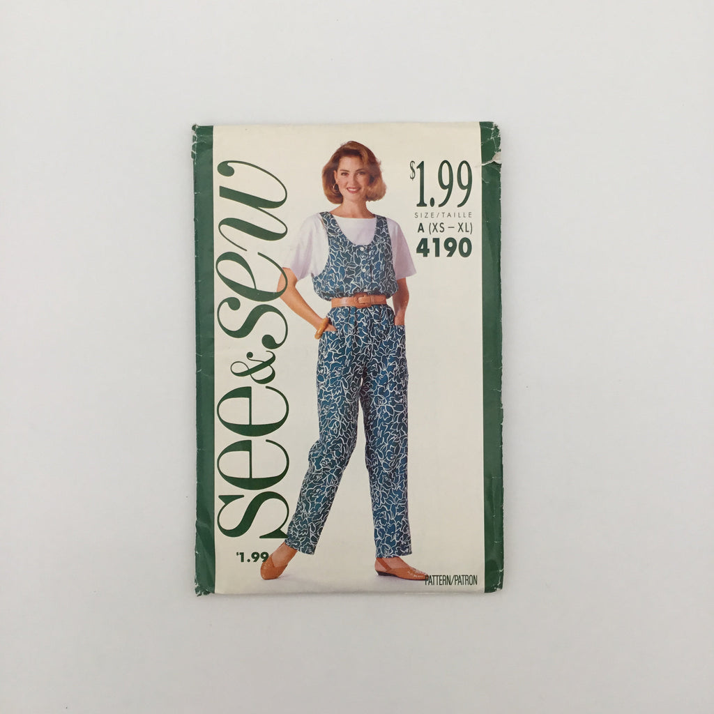 See & Sew 4190 (1989) Jumpsuit and Top - Vintage Uncut Sewing Pattern