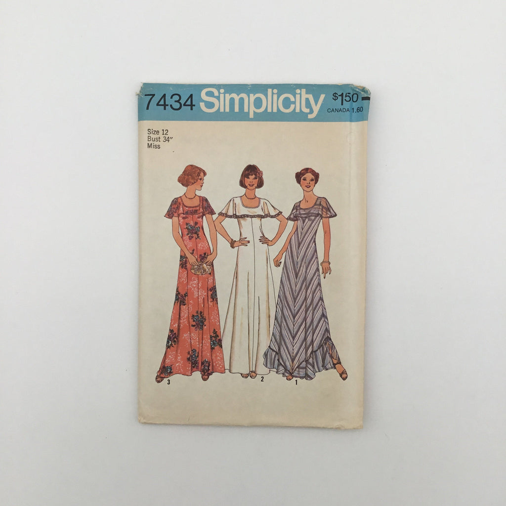 Simplicity 7434 (1976) Dress - Vintage Uncut Sewing Pattern