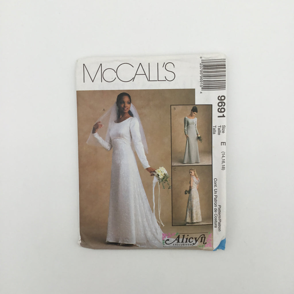 McCall's 9691 (1998) Gown with Sleeve Variations and Optional Train - Vintage Uncut Sewing Pattern