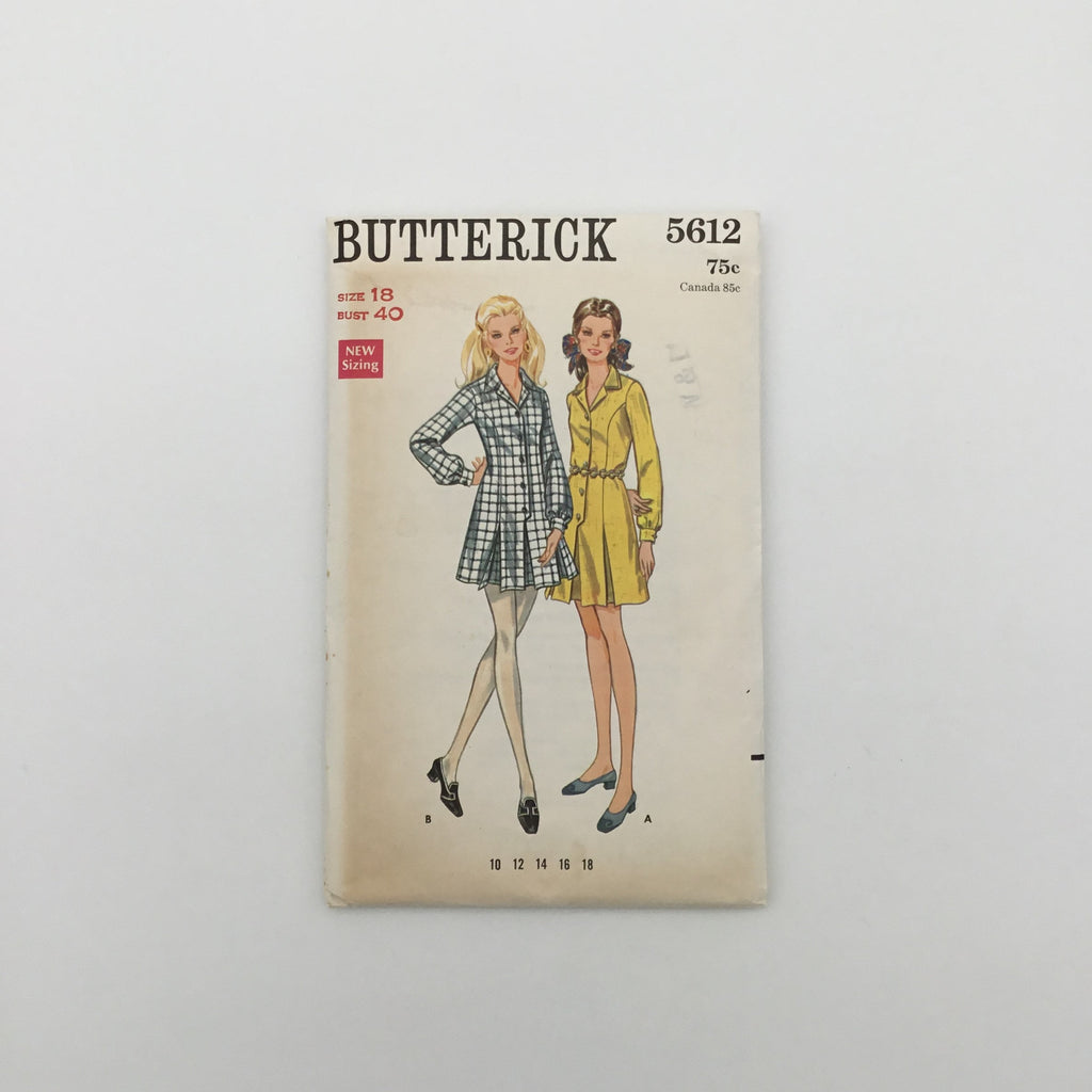 Butterick 5612 Shirtdress - Vintage Uncut Sewing Pattern