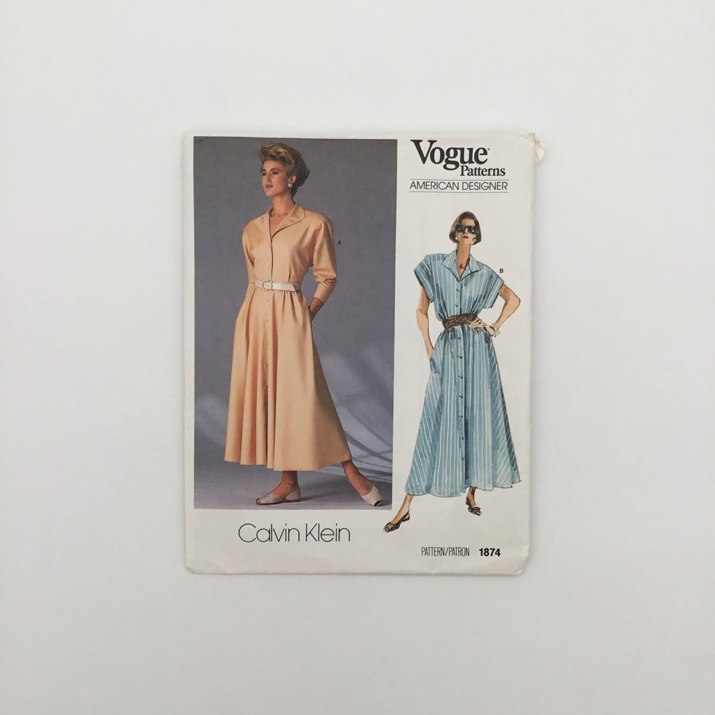 Vogue 1874 (1987) Dress with Sleeve Variations - Vintage Uncut Sewing Pattern