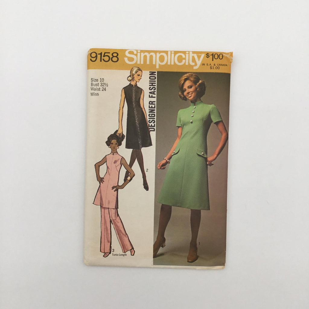 Simplicity 9158 (1970) Dress, Tunic, and Pants - Vintage Uncut Sewing Pattern