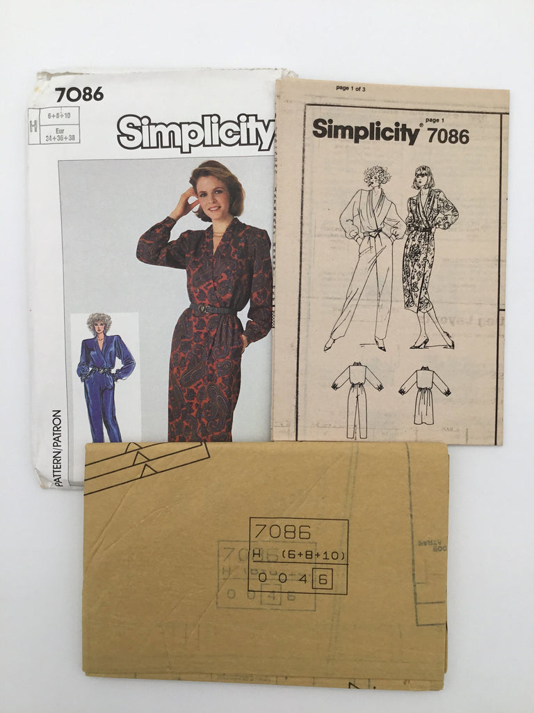 Simplicity 7086 (1985) Jumpsuit and Dress - Vintage Uncut Sewing Pattern