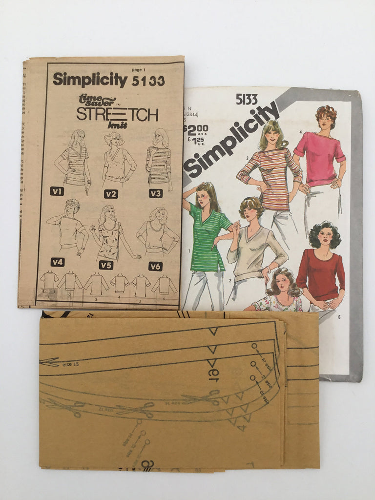 Simplicity 5133 (1981) Tops with Neckline and Sleeve Variations - Vintage Uncut Sewing Pattern
