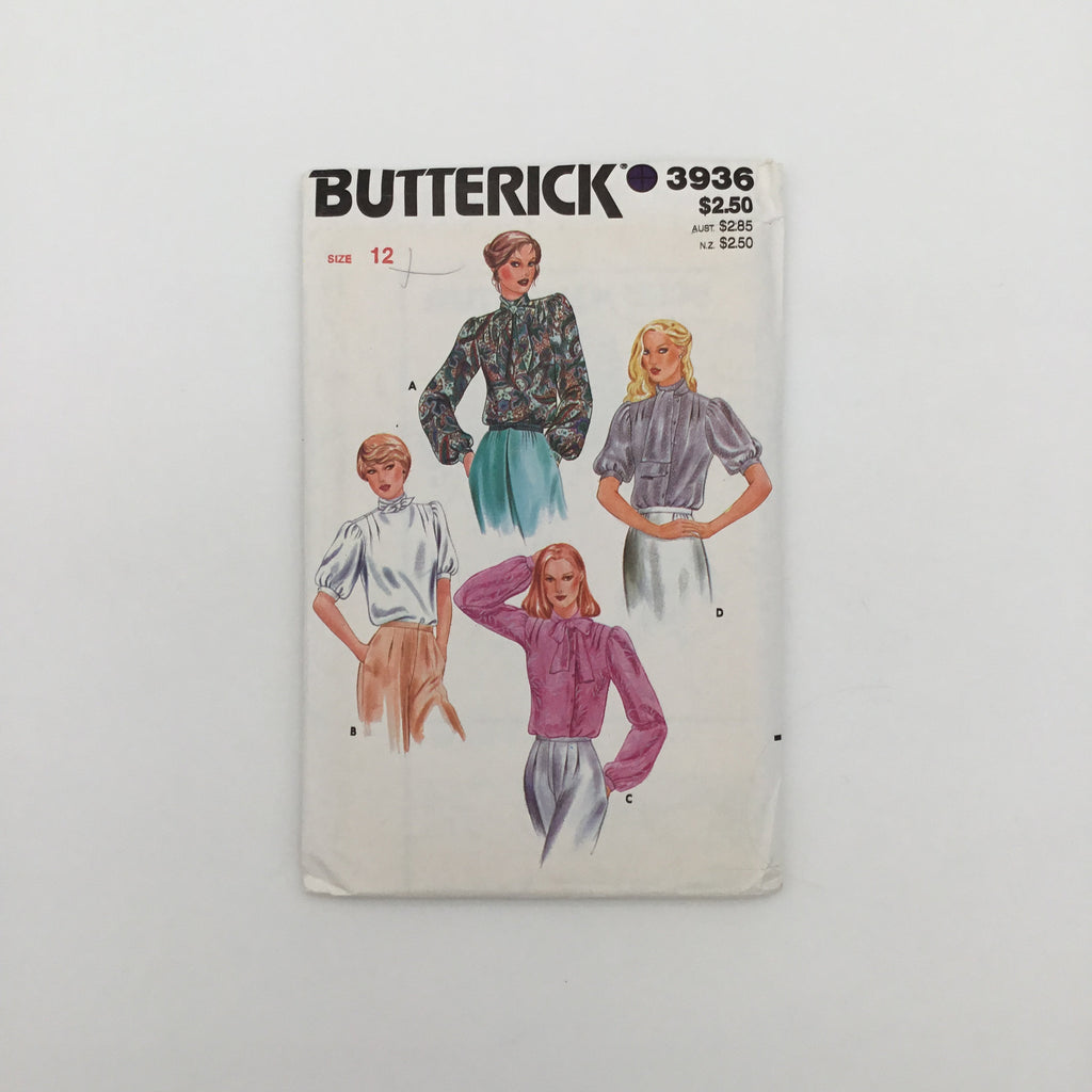 Butterick 3936 Blouse with Collar and Sleeve Variations - Vintage Uncut Sewing Pattern
