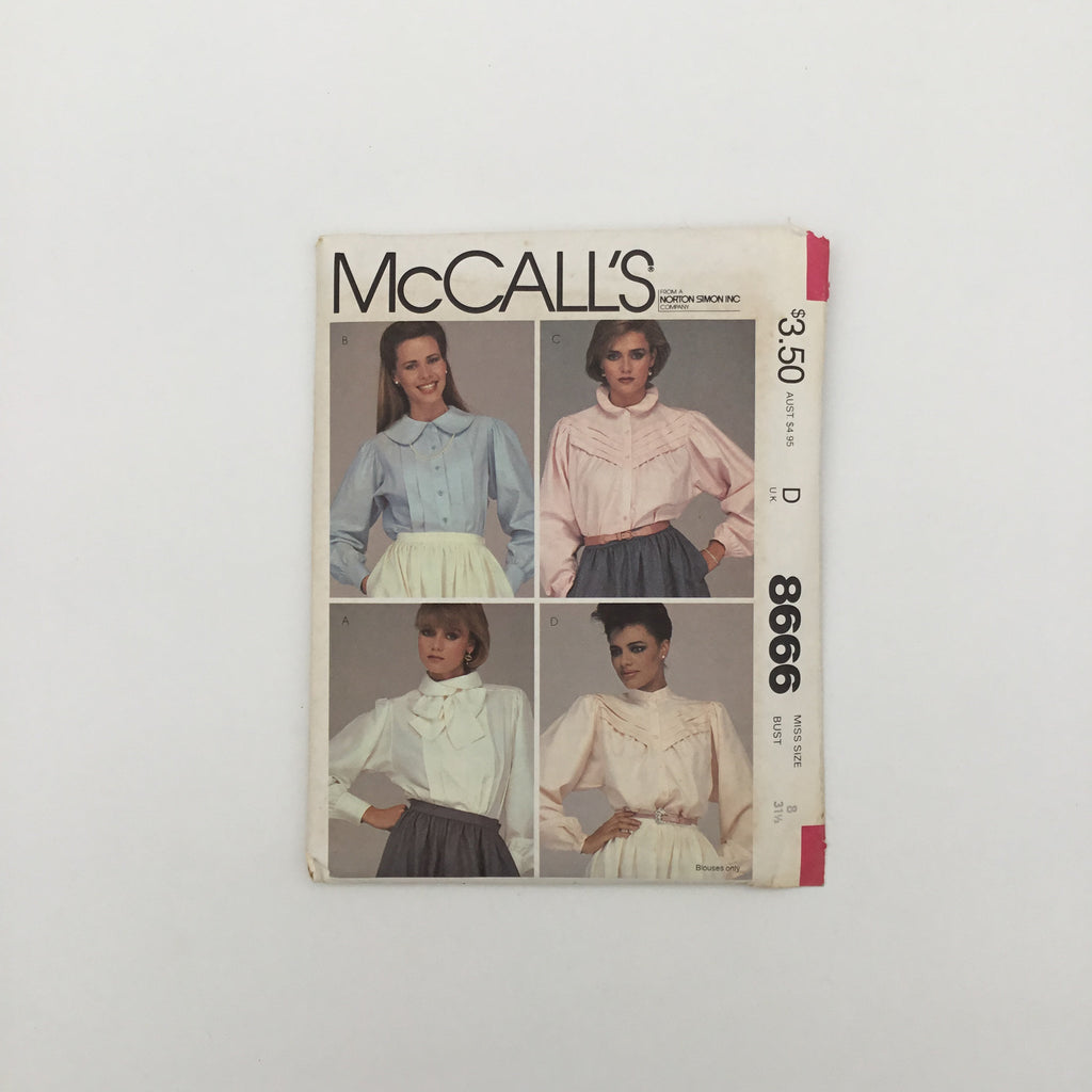 McCall's 8666 (1983) Blouse with Neckline Variations - Vintage Uncut Sewing Pattern