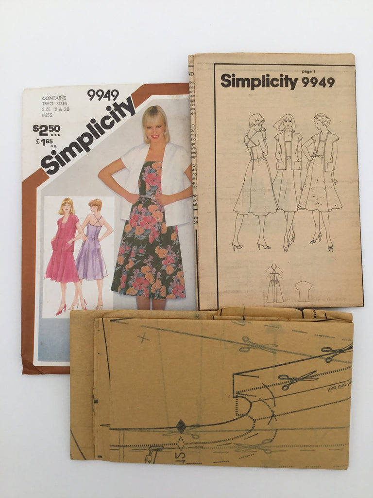 Simplicity 9949 (1981) Sundress and Jacket - Vintage Uncut Sewing Pattern