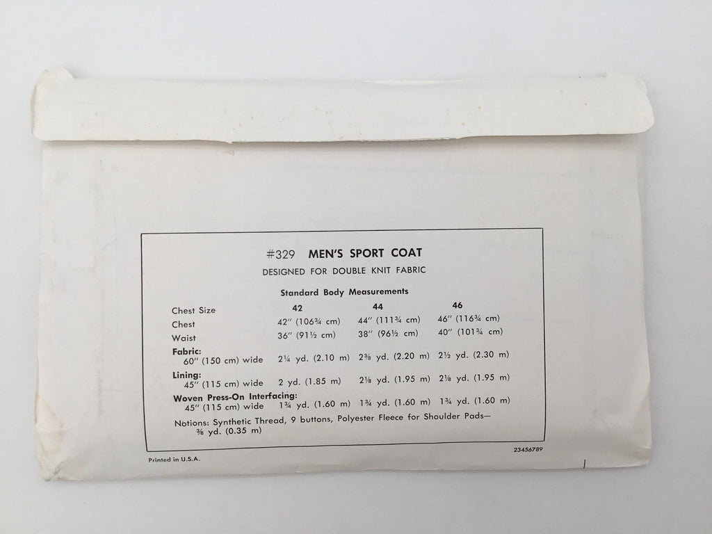 Kwik Sew 329 (1971) Sport Coat - Vintage Uncut Sewing Pattern