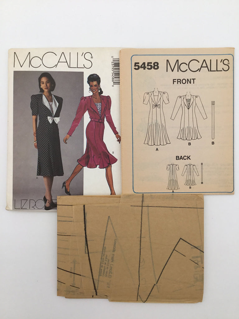McCall's 5458 (1991) Dress with Sleeve Variations - Vintage Uncut Sewing Pattern