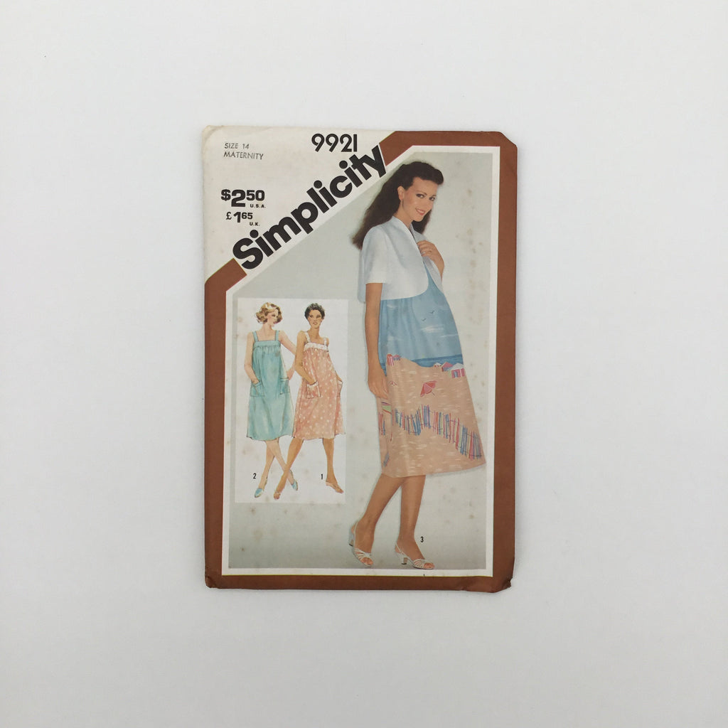 Simplicity 9921 (1981) Maternity Dress and Bolero Jacket - Vintage Uncut Sewing Pattern
