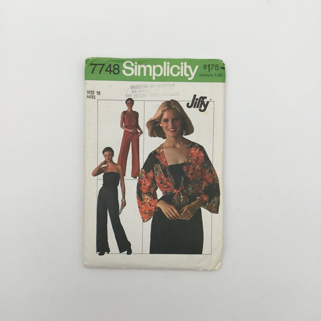 Simplicity 7748 (1976) Jumpsuit and Jacket  - Vintage Uncut Sewing Pattern