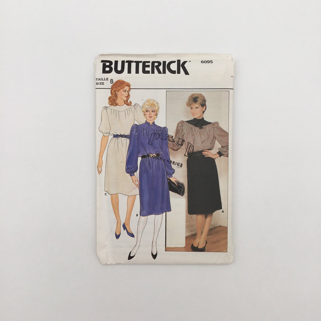 Butterick 6095 Dress with Collar and Sleeve Variations - Vintage Uncut Sewing Pattern