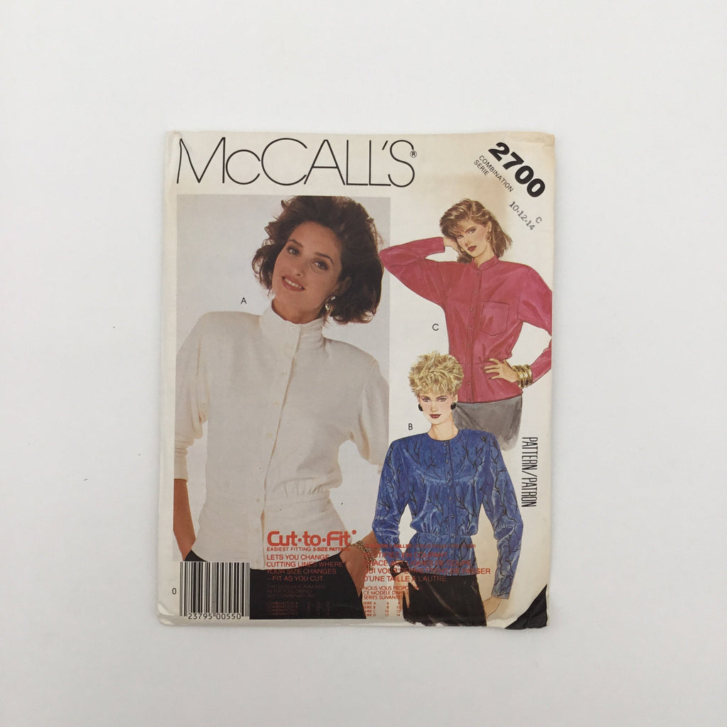McCall's 2700 (1986) Blouse with Collar Variations - Vintage Uncut Sewing Pattern
