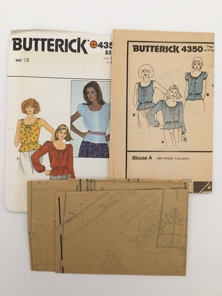 Butterick 4350 Blouse with Sleeve Variations - Vintage Uncut Sewing Pattern