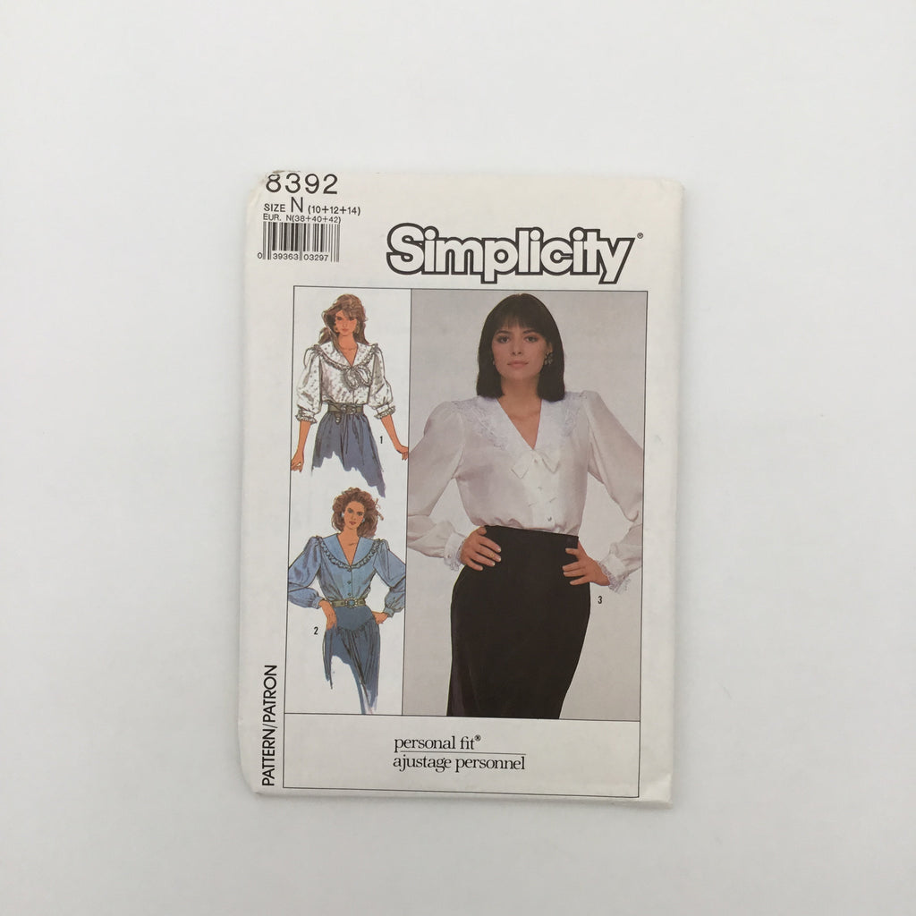 Simplicity 8392 (1987) Blouse with Sleeve Variations - Vintage Uncut Sewing Pattern
