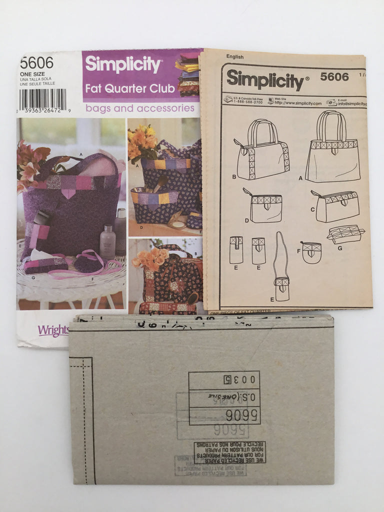 Simplicity 5606 (2003) Fat Quarter Club Bags and Accessories - Uncut Sewing Pattern