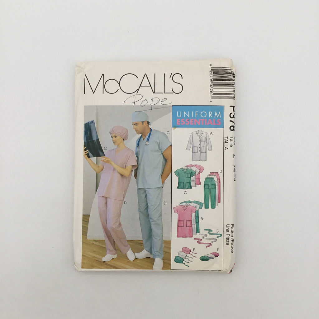 McCall's 376 (1997) Health Care Uniform Essentials - Vintage Uncut Sewing Pattern