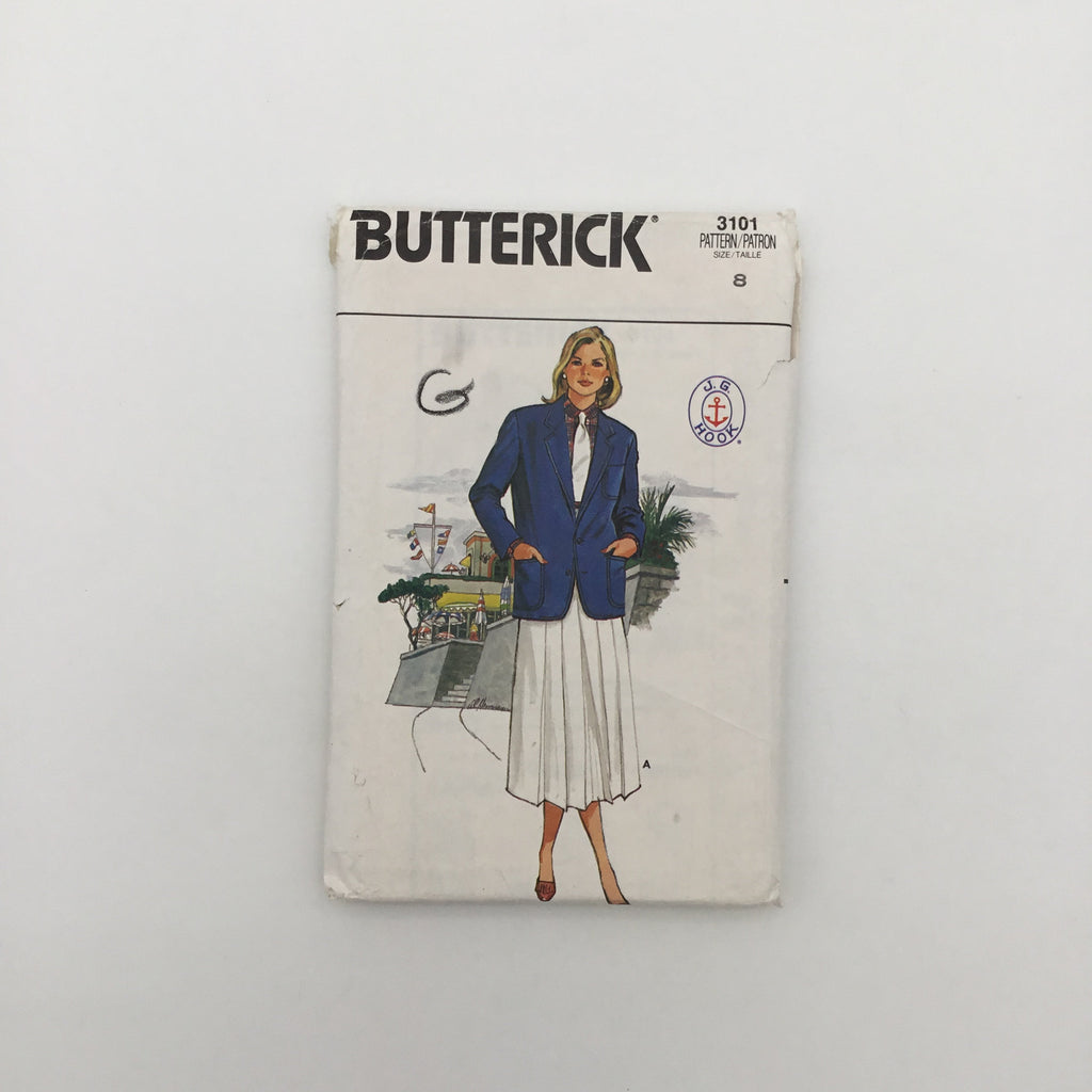 Butterick 3101 (1985) Jacket, Skirt, Shirt, and Necktie - Vintage Uncut Sewing Pattern