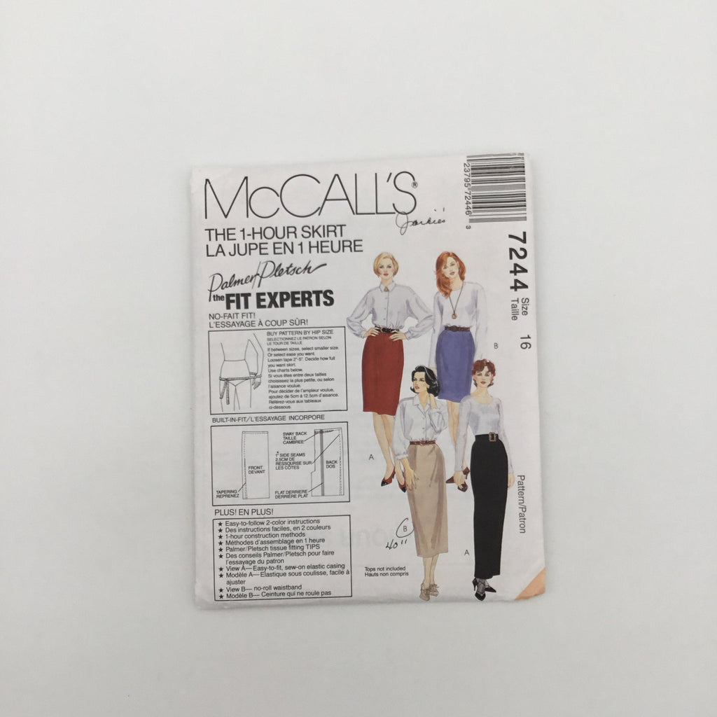 McCall's 7244 (1994) Skirt with Length Variations - Vintage Uncut Sewing Pattern