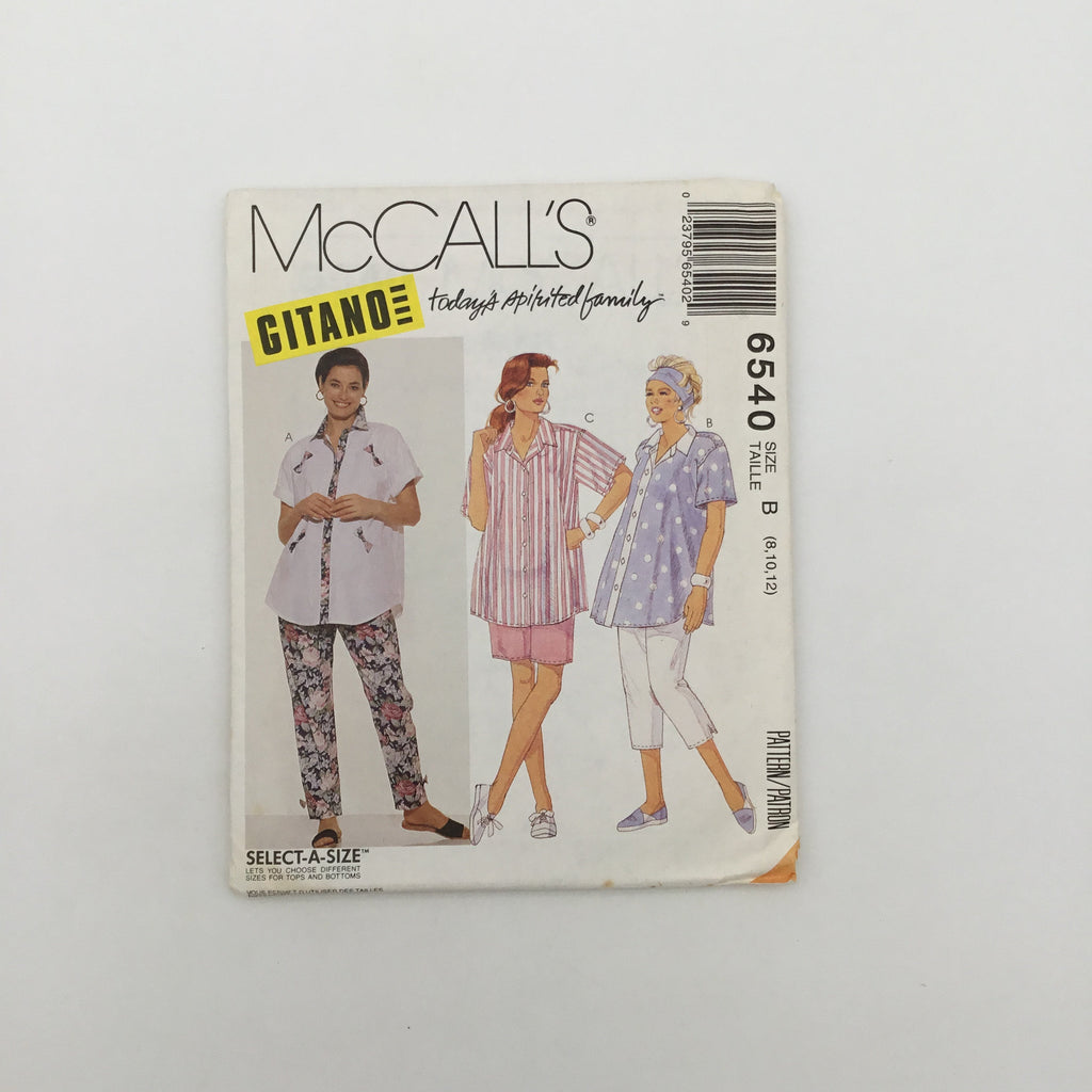 McCall's 6540 (1993) Maternity Shirt, Pants, and Shorts - Vintage Uncut Sewing Pattern