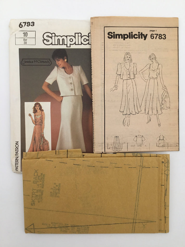 Simplicity 6783 (1985) Camisole, Skirt, and Jacket - Vintage Uncut Sewing Pattern