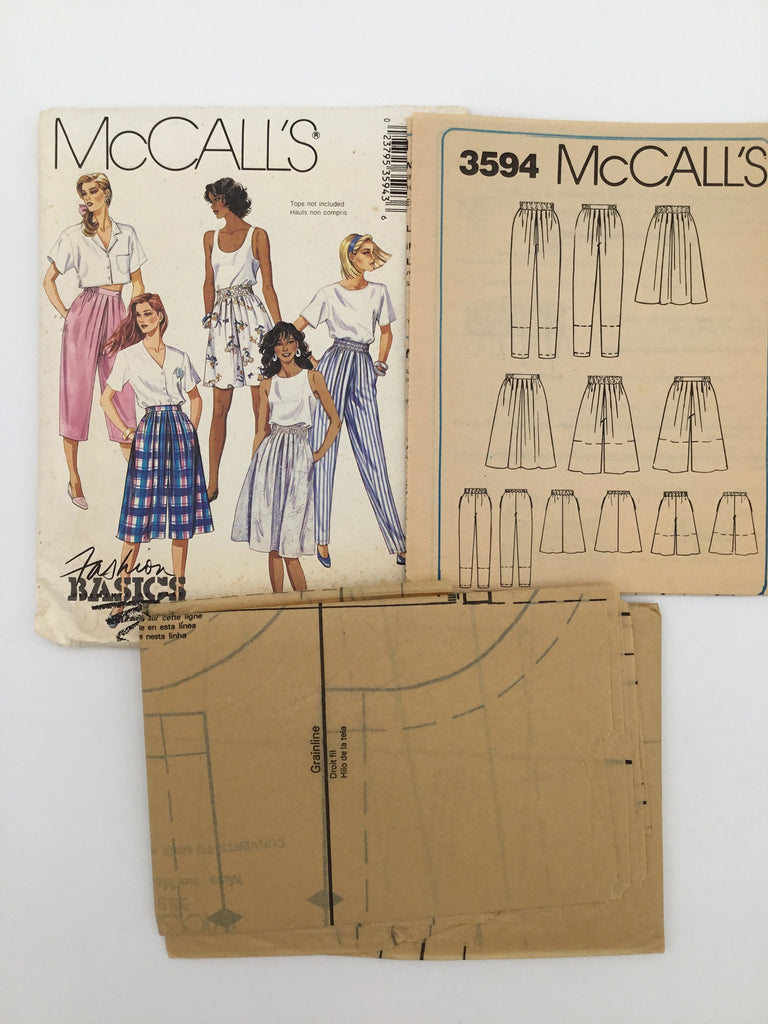 McCall's 3594 (1988) Skirt, Culottes, and Pants - Vintage Uncut Sewing Pattern