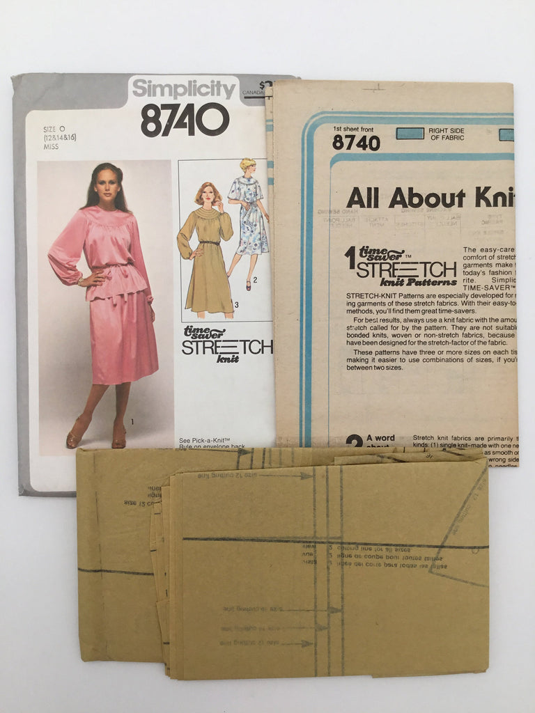 Simplicity 8740 (1978) Dress, Skirt, and Top with Sleeve Variations - Vintage Uncut Sewing Pattern