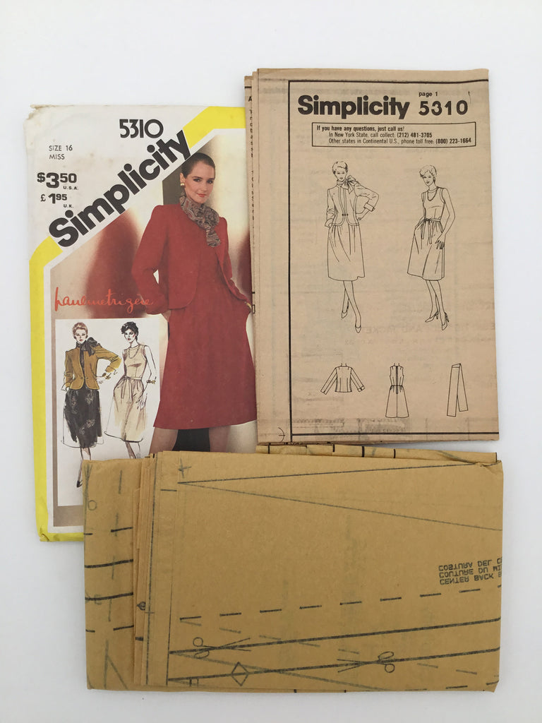 Simplicity 5310 (1981) Dress, Jacket, and Scarf - Vintage Uncut Sewing Pattern