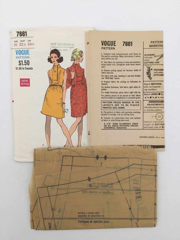 Vogue 7661 Dress with Sleeve Variations  - Vintage Uncut Sewing Pattern