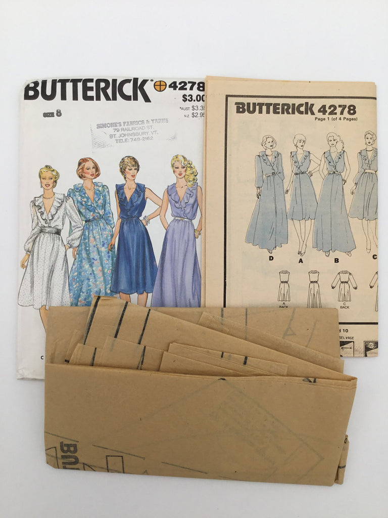 Butterick 4278 Dress with Sleeve and Length Variations - Vintage Uncut Sewing Pattern