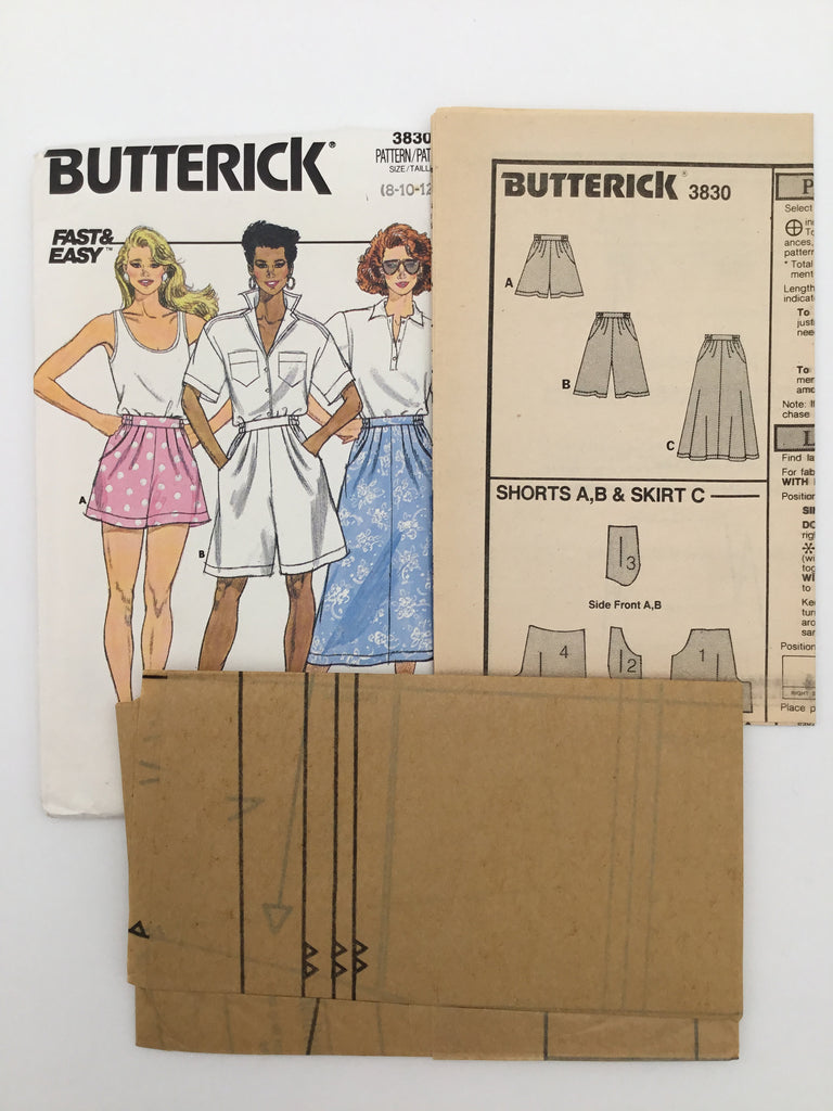 Butterick 3830 (1986) Skirt and Shorts with Length Variations - Vintage Uncut Sewing Pattern