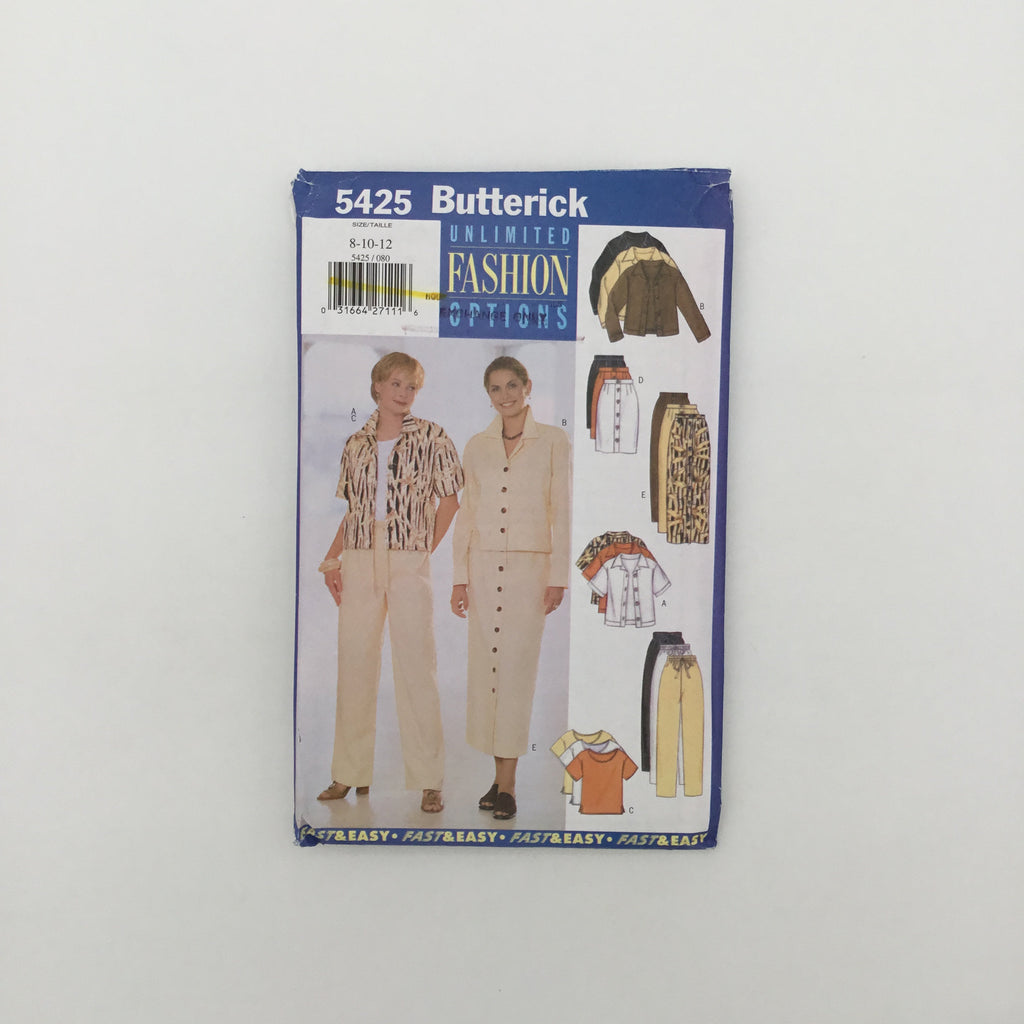 Butterick 5425 (1998) Top, Skirt, and Pants - Vintage Uncut Sewing Pattern