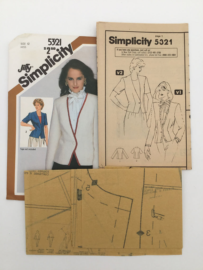 Simplicity 5321 (1981) Jacket with Sleeve Variations - Vintage Uncut Sewing Pattern