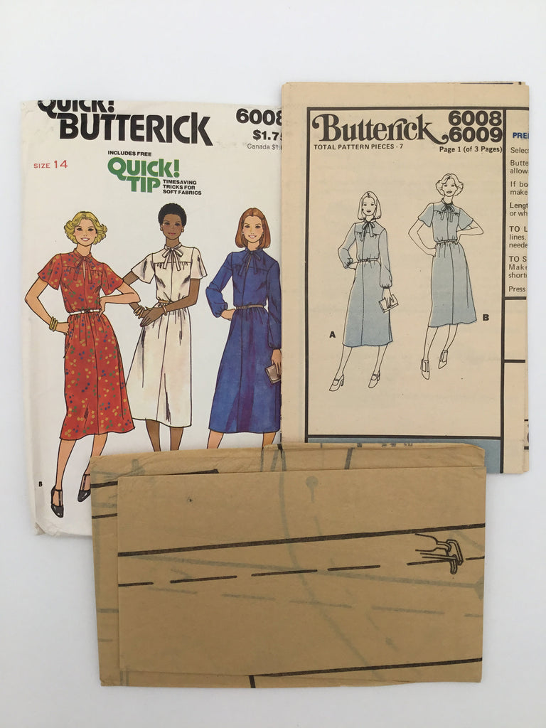 Butterick 6008 Dress with Sleeve Variations - Vintage Uncut Sewing Pattern