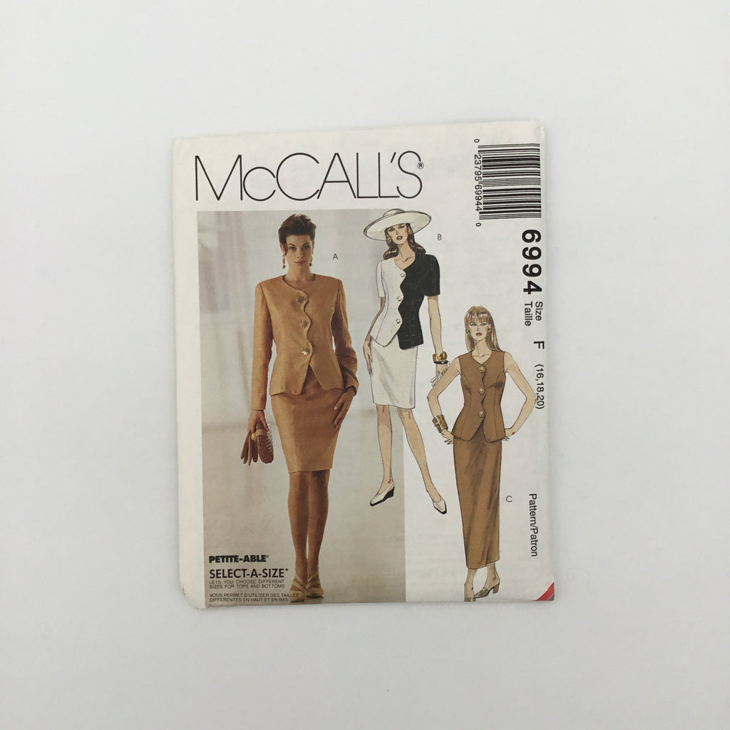 McCall's 6994 (1994) Jacket and Skirt with Length Variations - Vintage Uncut Sewing Pattern