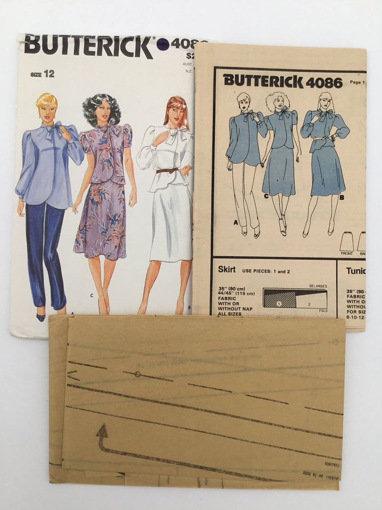 Butterick 4086 Tunic, Top, and Skirt - Vintage Uncut Sewing Pattern