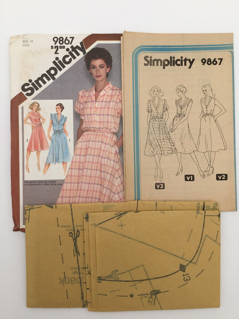 Simplicity 9867 (1980) Dress with Neckline and Sleeve Variations - Vintage Uncut Sewing Pattern