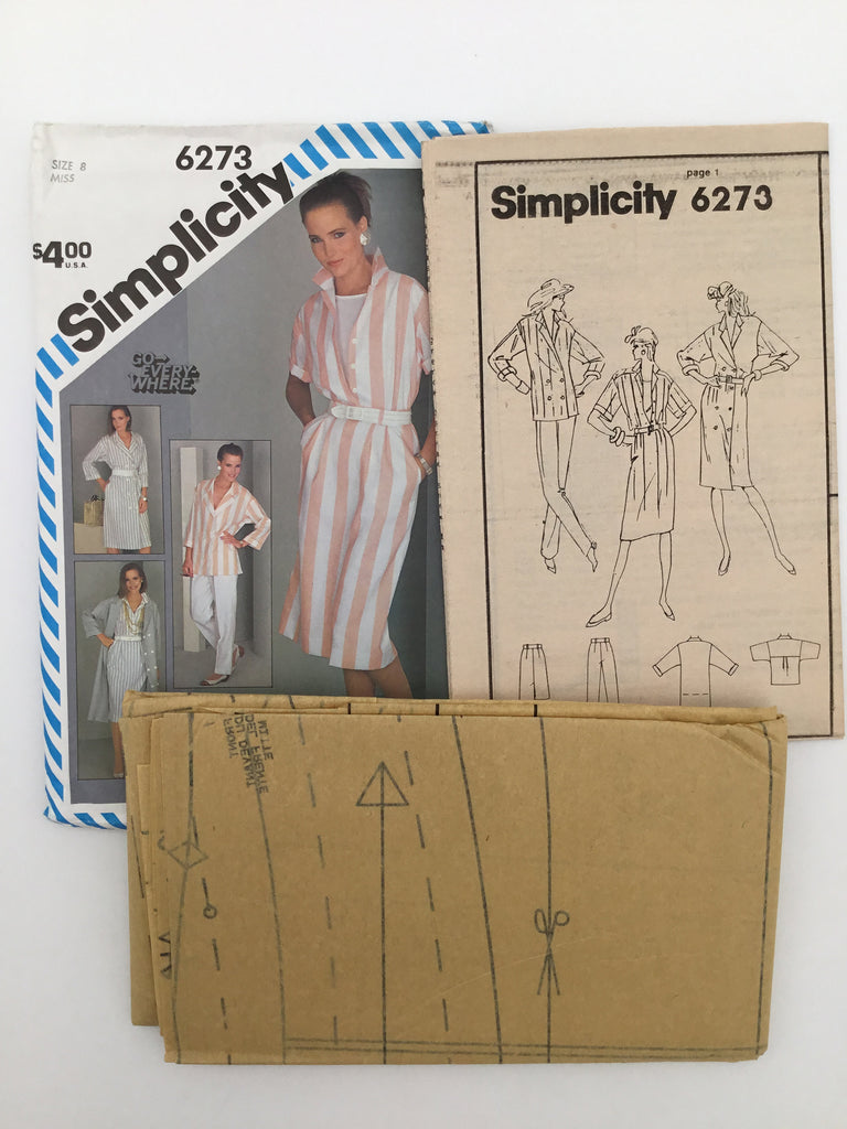 Simplicity 6273 (1983) Coat-Dress, Jacket, Blouse, Pants, and Skirt - Vintage Uncut Sewing Pattern