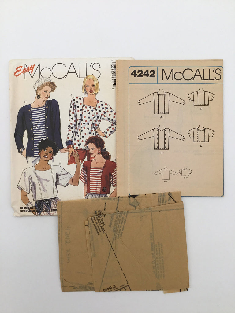 McCall's 4242 (1989) Top with Sleeve and Length Variations - Vintage Uncut Sewing Pattern