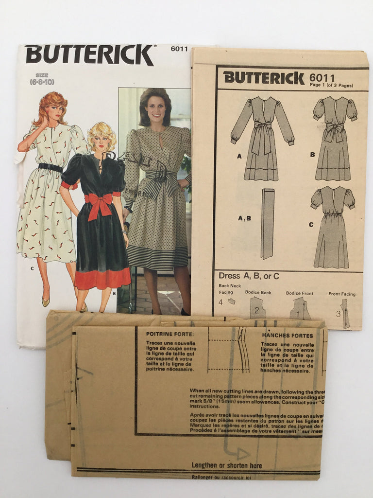 Butterick 6011 Dress with Sleeve Variations - Vintage Uncut Sewing Pattern