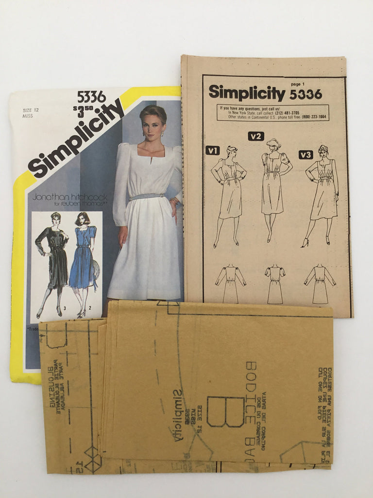 Simplicity 5336 (1981) Dress with Sleeve Variations - Vintage Uncut Sewing Pattern
