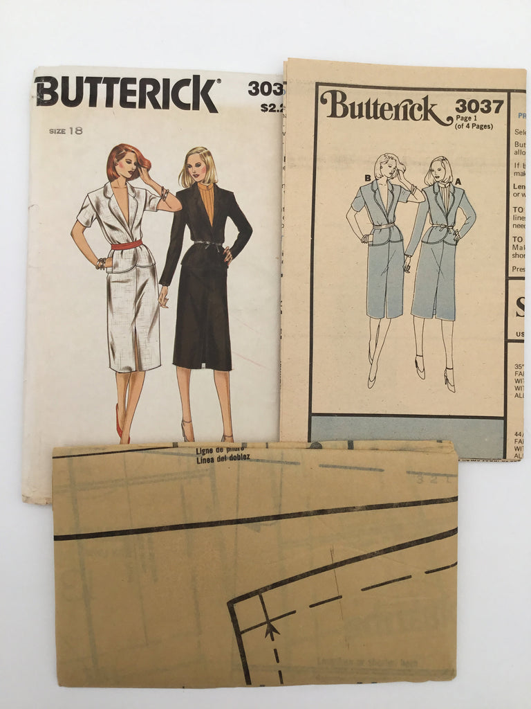 Butterick 3037 Jacket and Skirt - Vintage Uncut Sewing Pattern